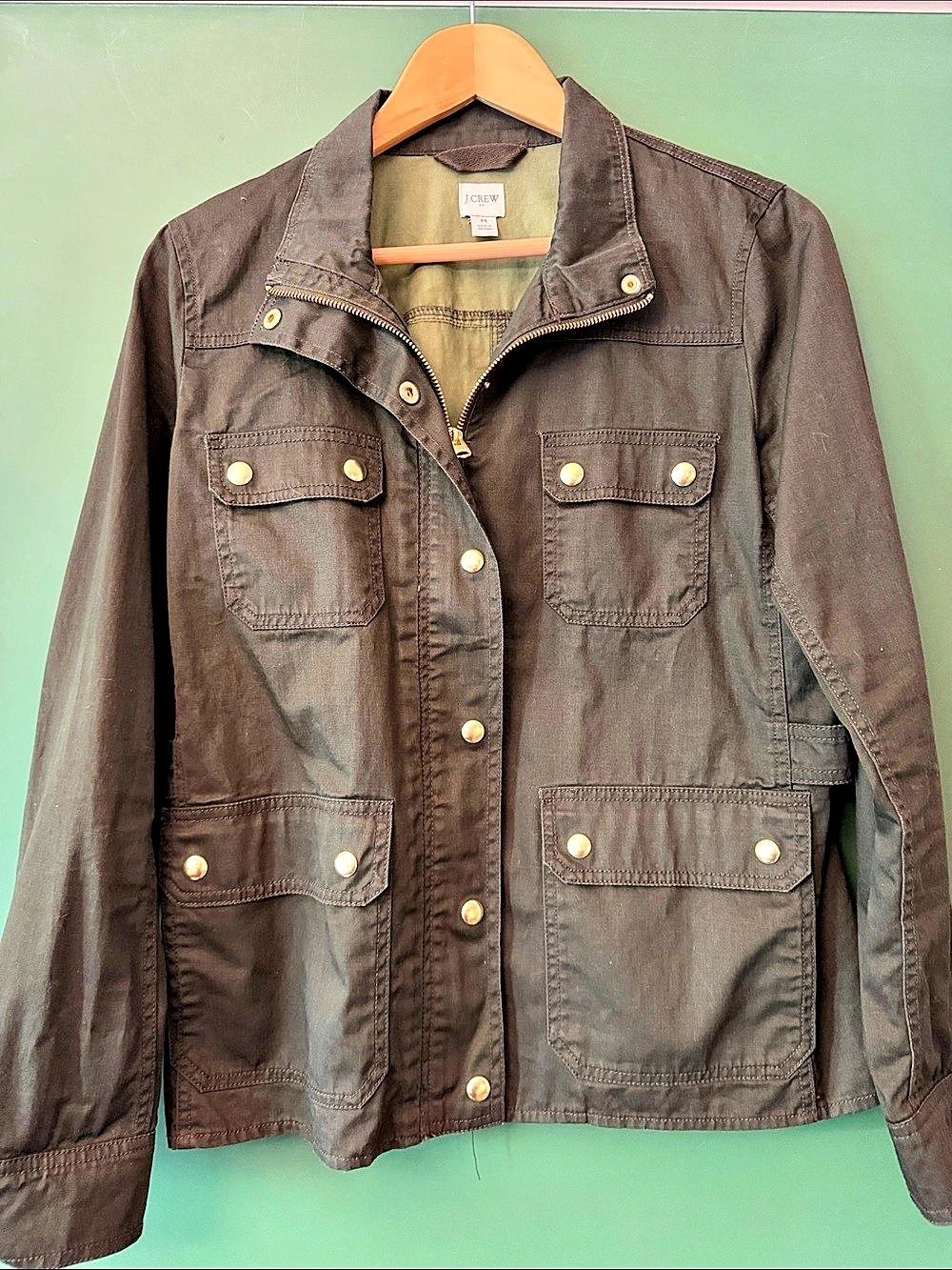 J.Crew Downtown Field Jacket Women's M Olive Green Utility Jacket Fall Vibes